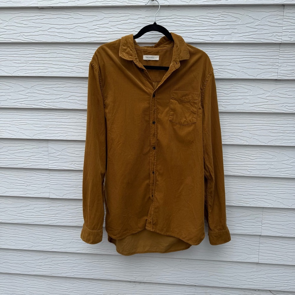 Men's Corduroy Long-Sleeve Shirt - Brown size XL